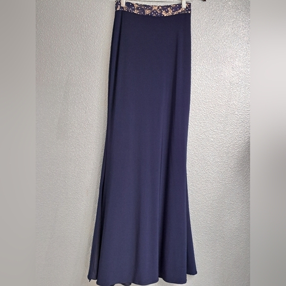 Royal Blue Long Formal Skirt With Lace Waistband Size 2 - Picture 1 of 10